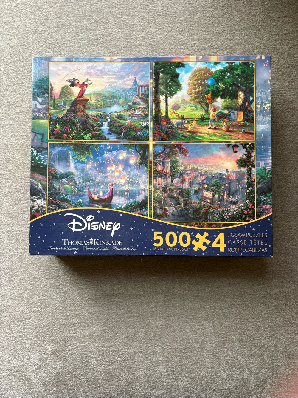 Disney Thomas Kinkade 4-Pack 500-Piece Jigsaw Puzzles -Bundle